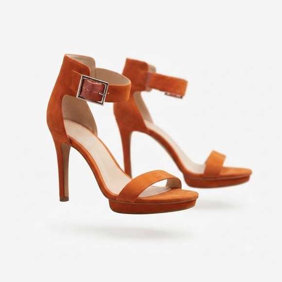 Calvin Klein Shoes - Calvin Klein Vivian Orange Suede Ankle Strap Platform Heels sz7